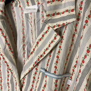 Urban Outfitters Striped Floral Button Down Shirt - Cream and Red